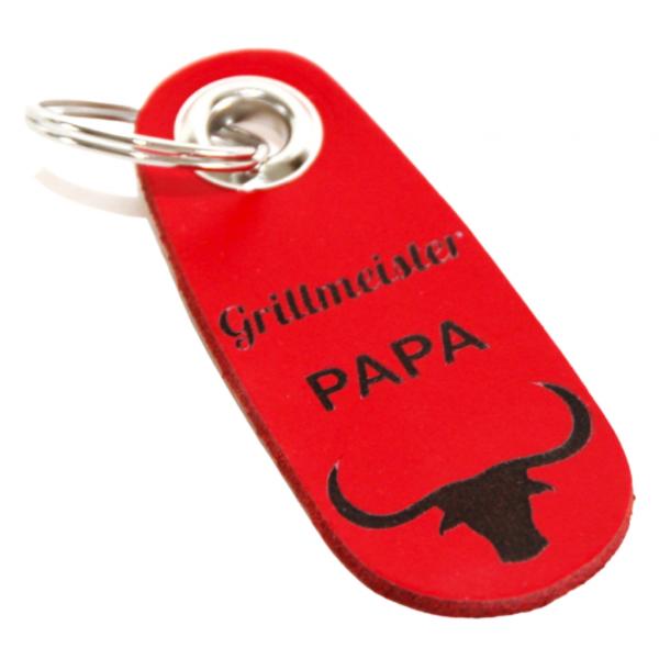 Schlüsselanhänger aus echten Leder personalisiert in rot